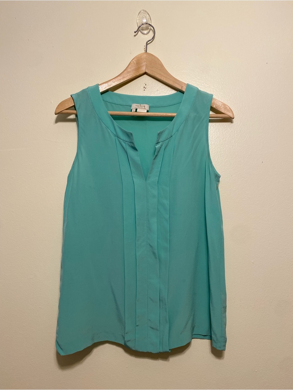 kate spade Silk Sleeveless Pleated Shell Top - Teal Green. Size 4